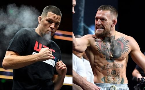 Nate Diaz (left); Conor McGregor (right)