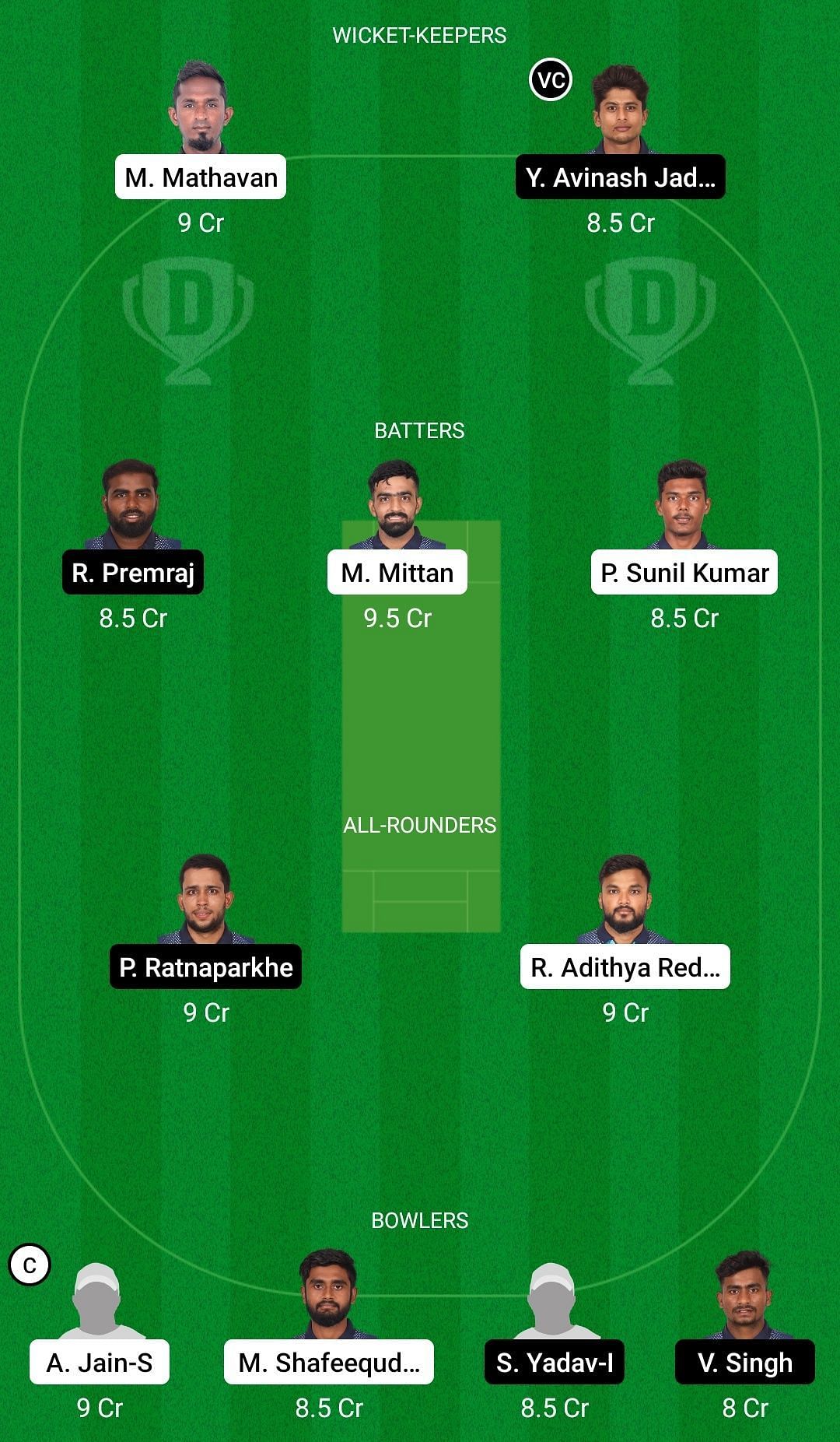 Dream11 Team for Smashers vs Warriors - Pondicherry T10 2022.