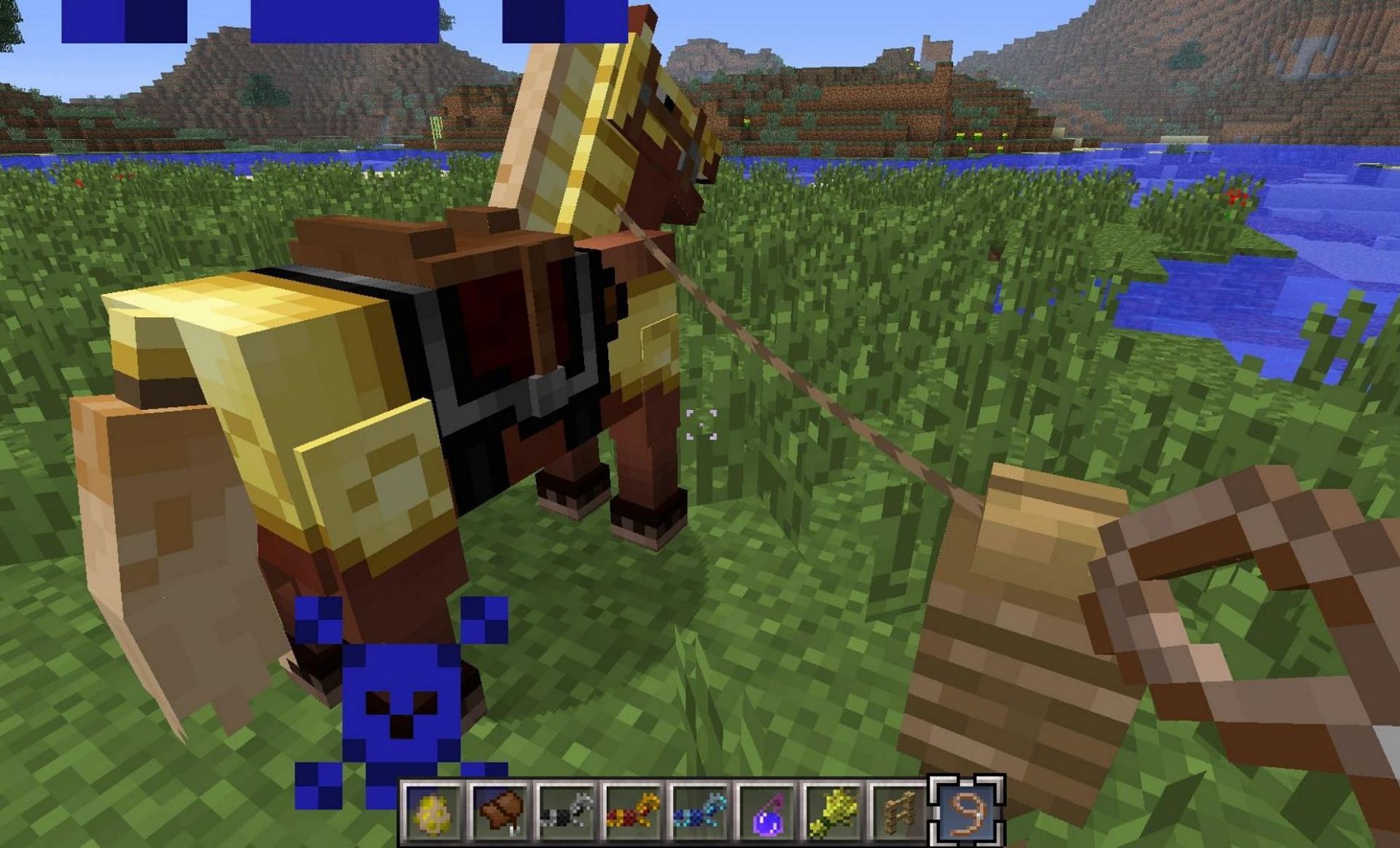 Horse on a lead (Image via Minecraft Wiki)