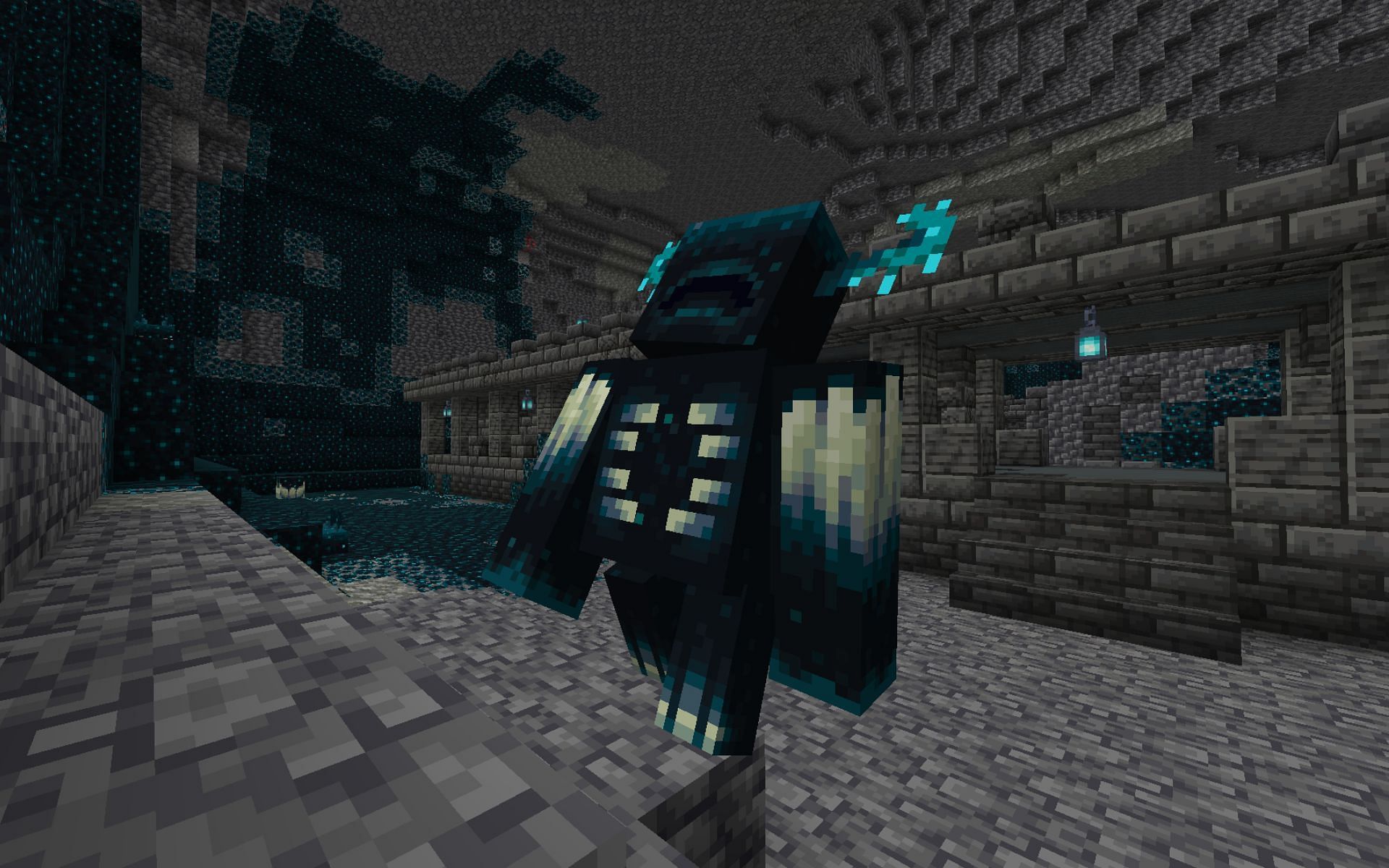 The Warden in an Ancient City (Image via Minecraft 1.19 pre-release 3)