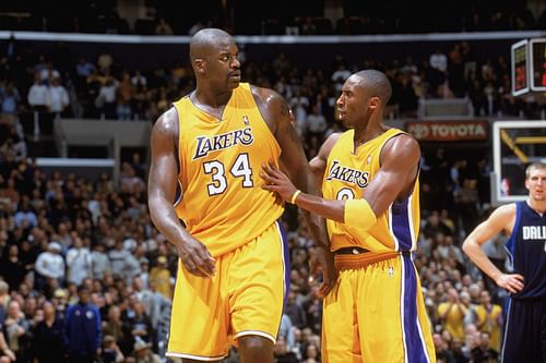 LA Lakers legends Shaquille O'Neal and the late Kobe Bryant [Image source Bleacher Report]