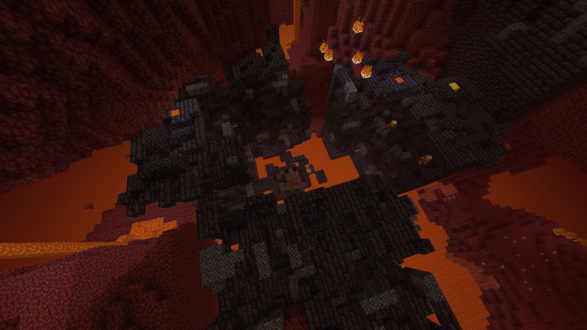 Housing unit variants can be identified by a central courtyard where nether wart grows (Image via Minecraft)