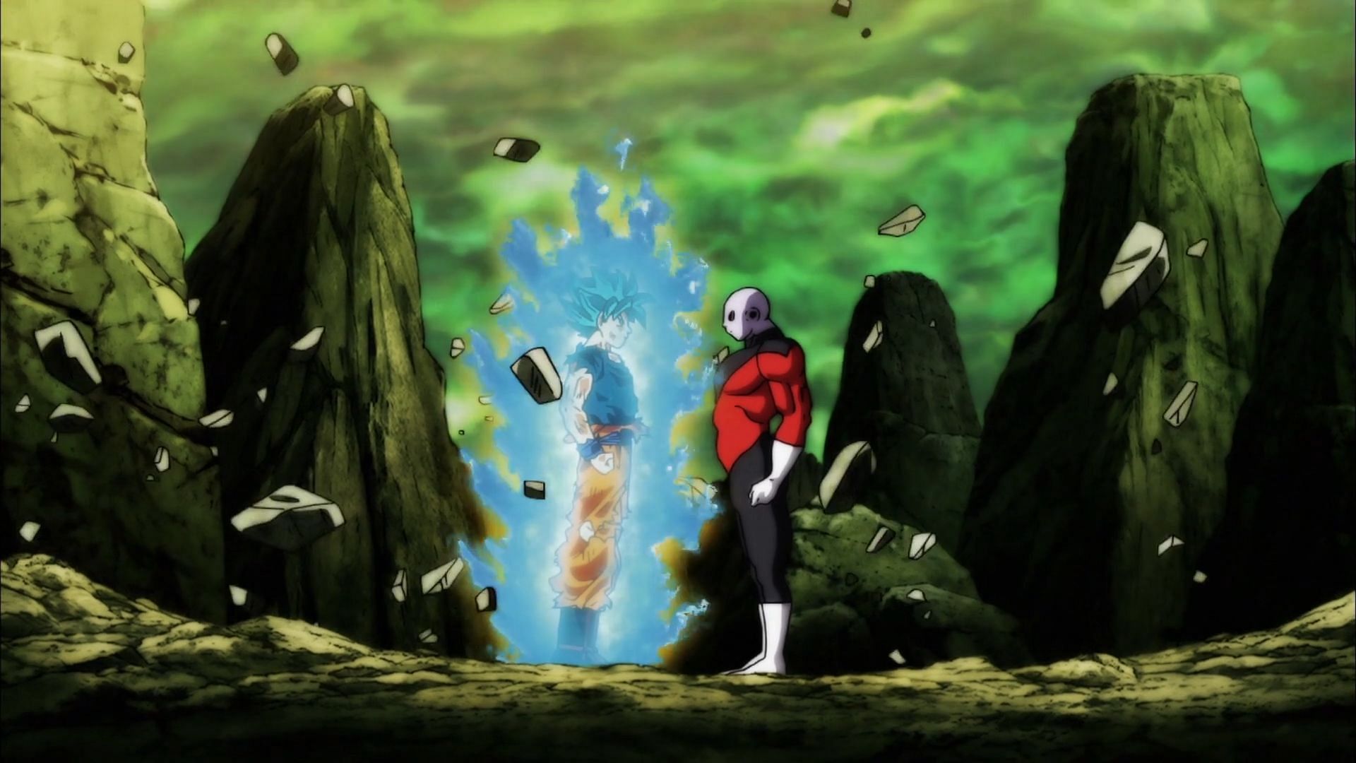 Super Saiyan Blue Goku and Jiren about to fight (Image via Toei Animation)