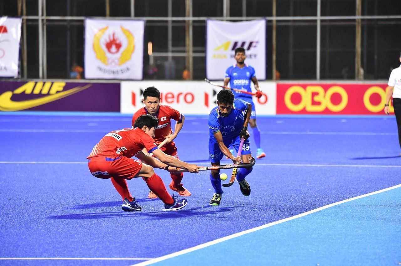 Indian men&#039;s hockey team in action at the Asia Cup. (PC: Hockey India)
