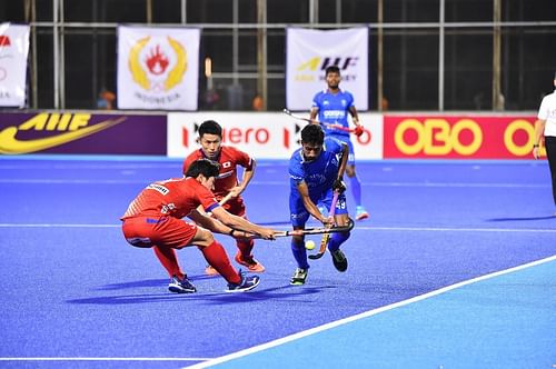 Indian men's hockey team in action at the Asia Cup. (PC: Hockey India)