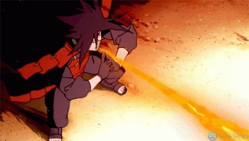 Uchiha Madara using Fire Style: Fireball Jutsu in Naruto