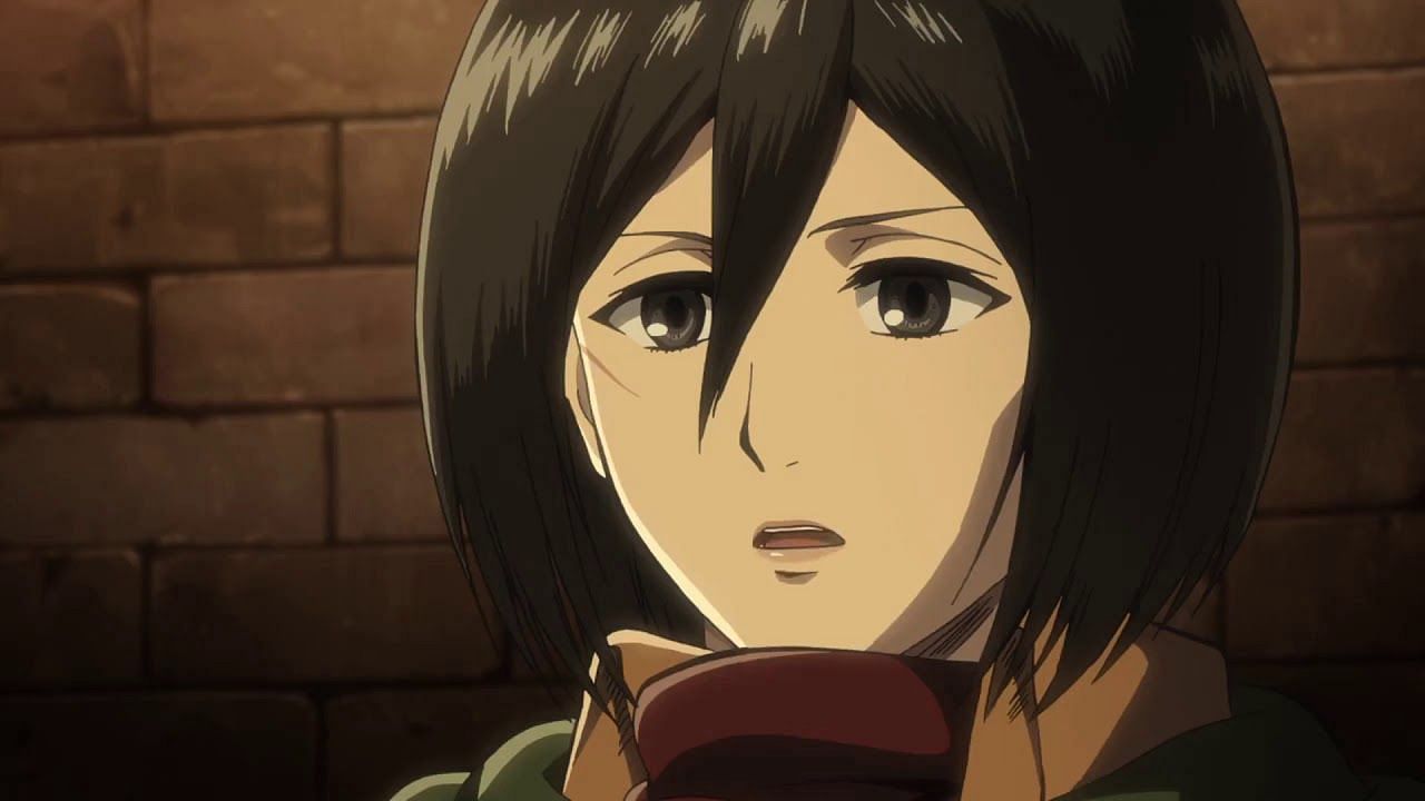 Mikasa as seen in the series&#039; anime (Image via Wit Studios)