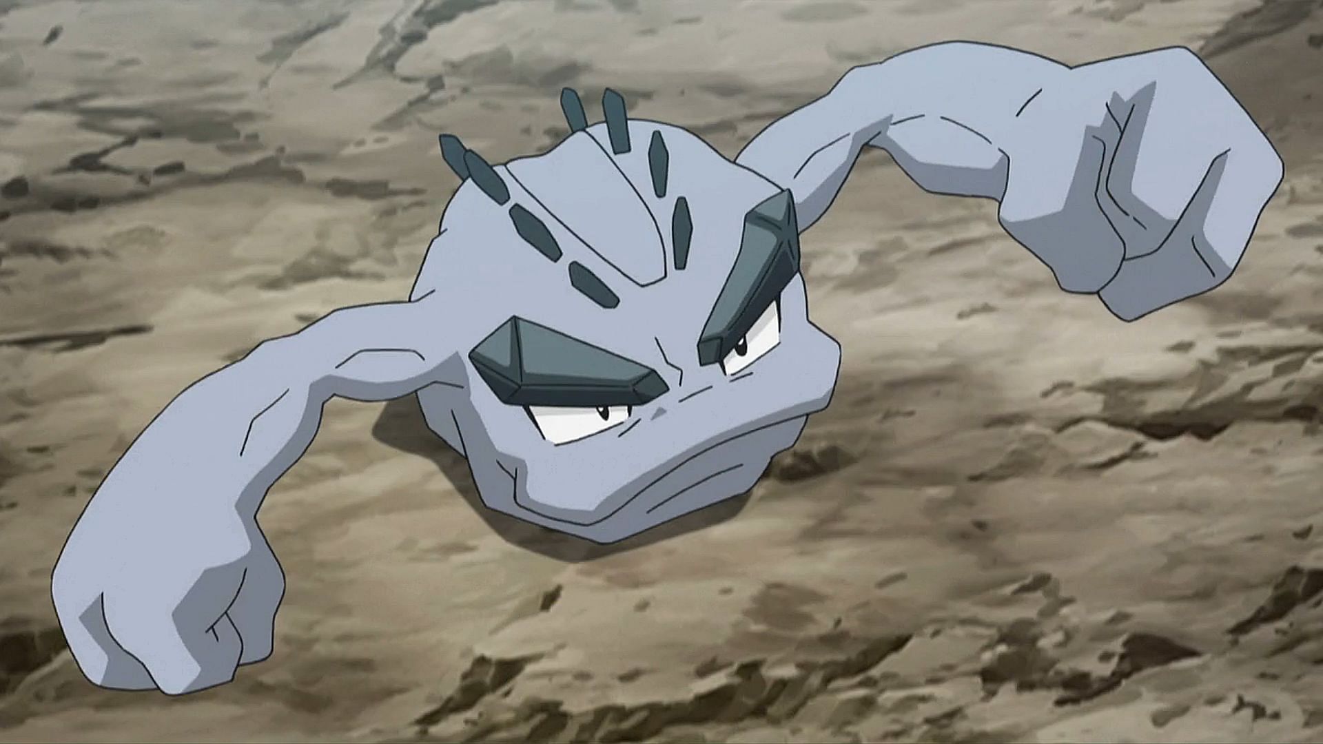 Alolan Geodude as it appears in the anime (Image via The Pokemon Company)