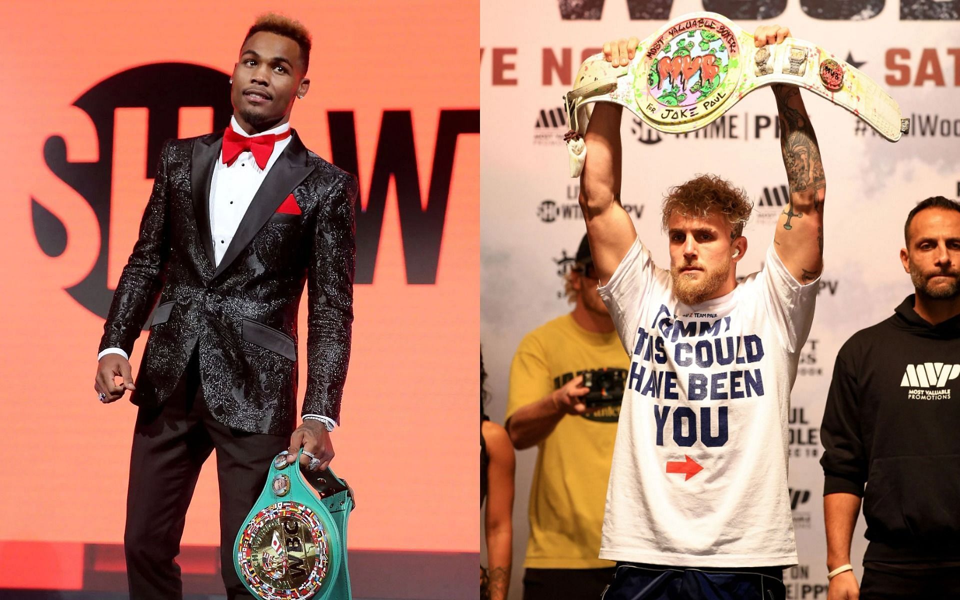 Jermell Charlo (L) has no interest in boxing Jake Paul (R) in the future.