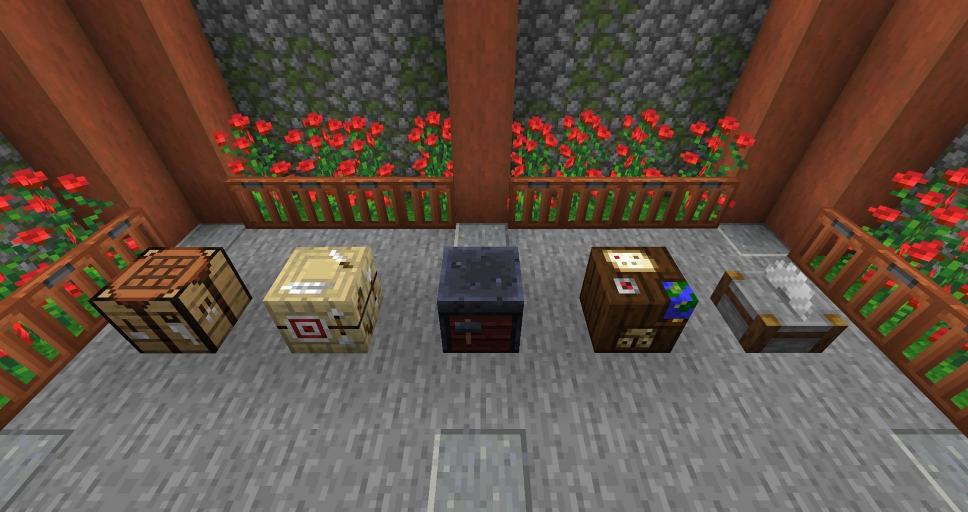 Work blocks allow for quick crafting within the storage room, which can be absolutely essential (Image via Mojang)