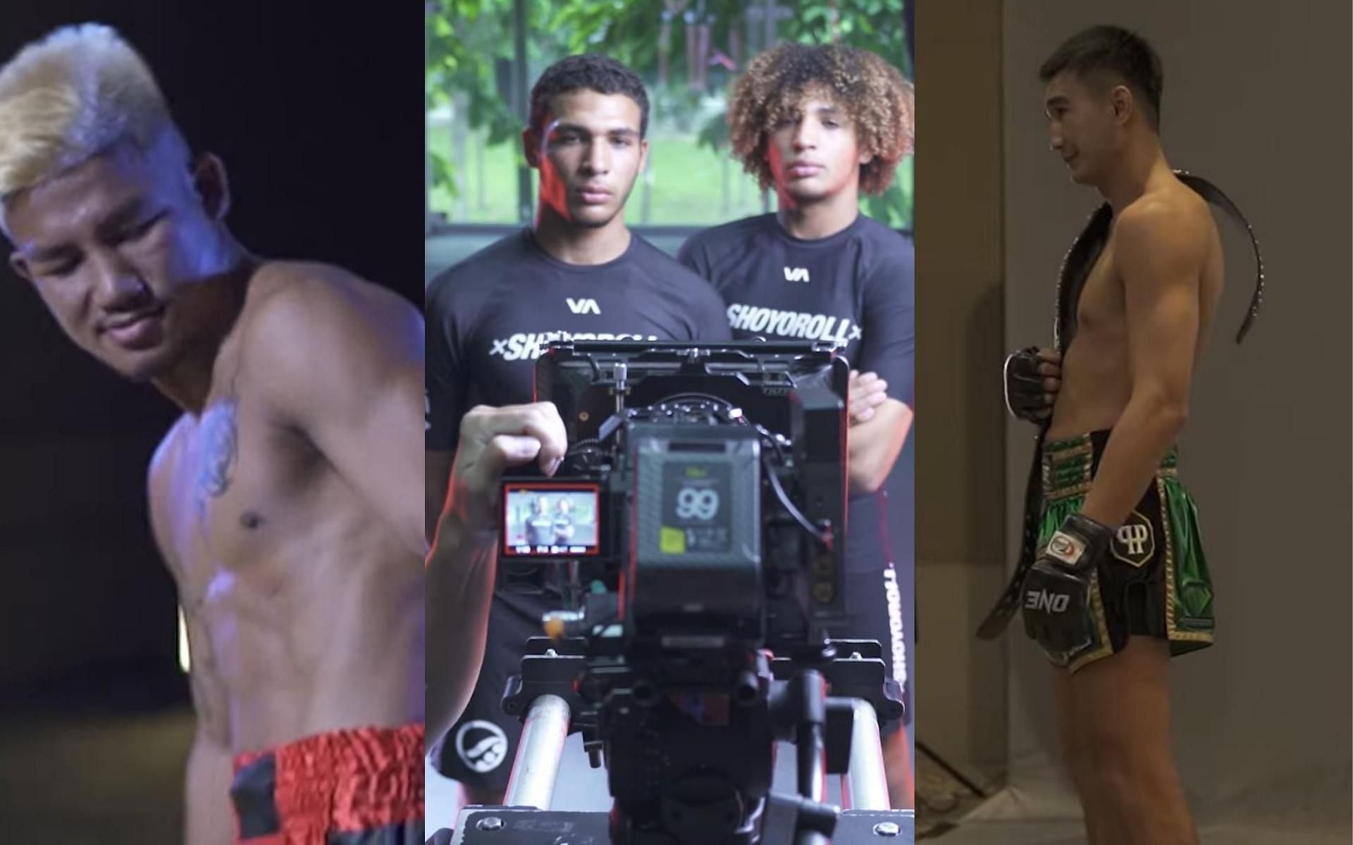 (From left to right) ONE flyweight Muay Thai champ Rodtang Jitmuangnon, the Ruotolo Brothers, ONE featherweight Muay Thai champ Petchmorakot Petchyindee and more appear in ONE 157 vlog. (Images courtesy of ONE Championship&#039;s YouTube channel)