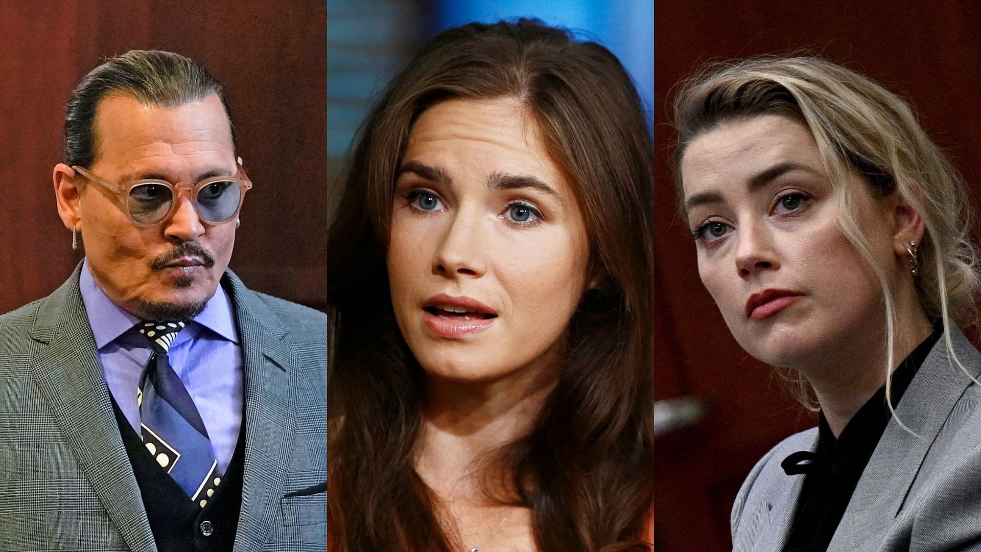 Amanda Knox sympathized with Johnny Depp and Amber Heard amidst their high-profile defamation trial (Image via Getty Images/Elizabeth Frantz/Brendan Smialowski/Peter Kramer)