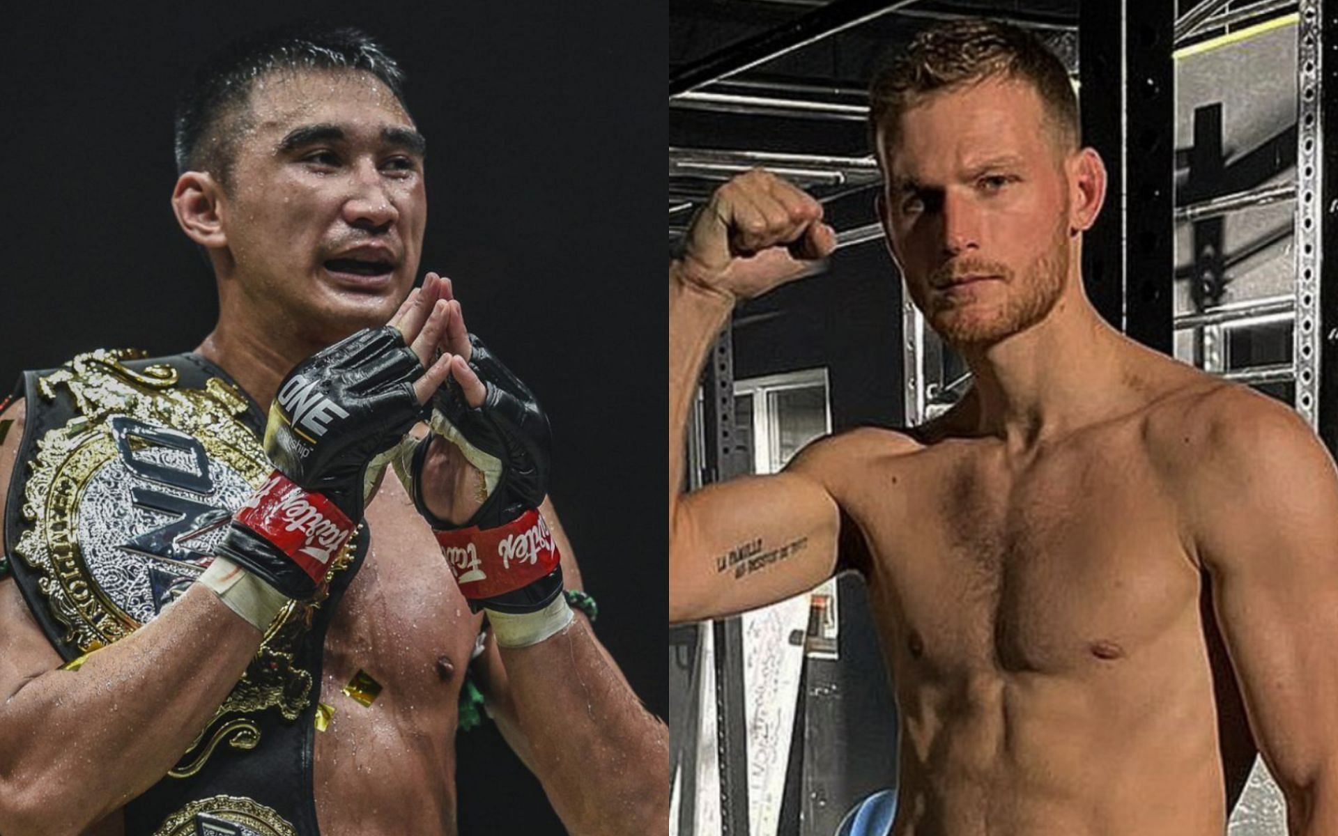 Petchmorakot Petchyindee (left) says Jimmy Vienot will feel the pressure in their title fight at ONE 157. [Photos ONE Championship, Jimmy Vienot Instagram]