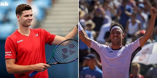 Hubert Hurkacz (L) and Marco Cecchinato