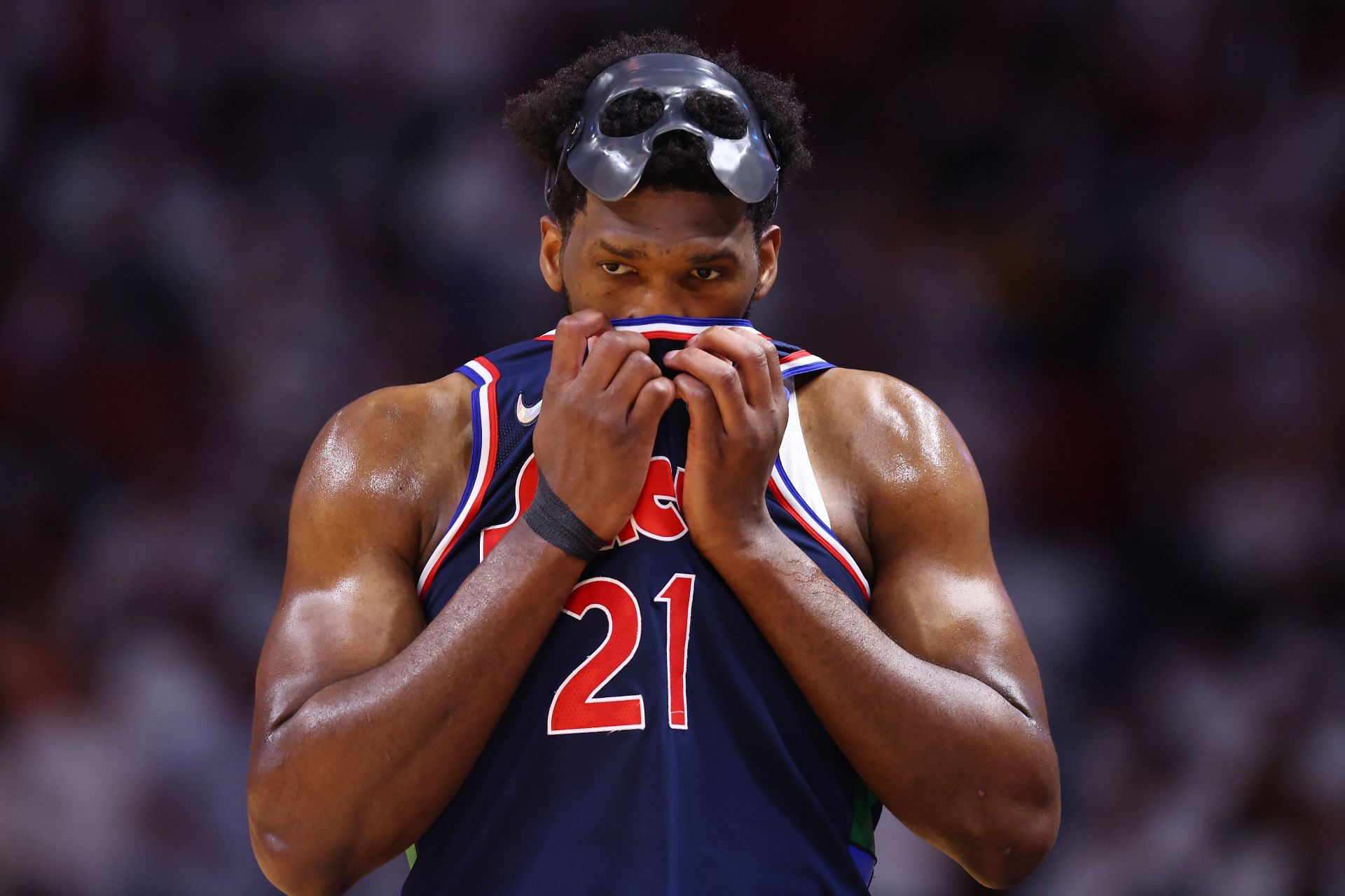 Joel Embiid has been playing through two injuries in the Philadelphia 76ers v Miami Heat series