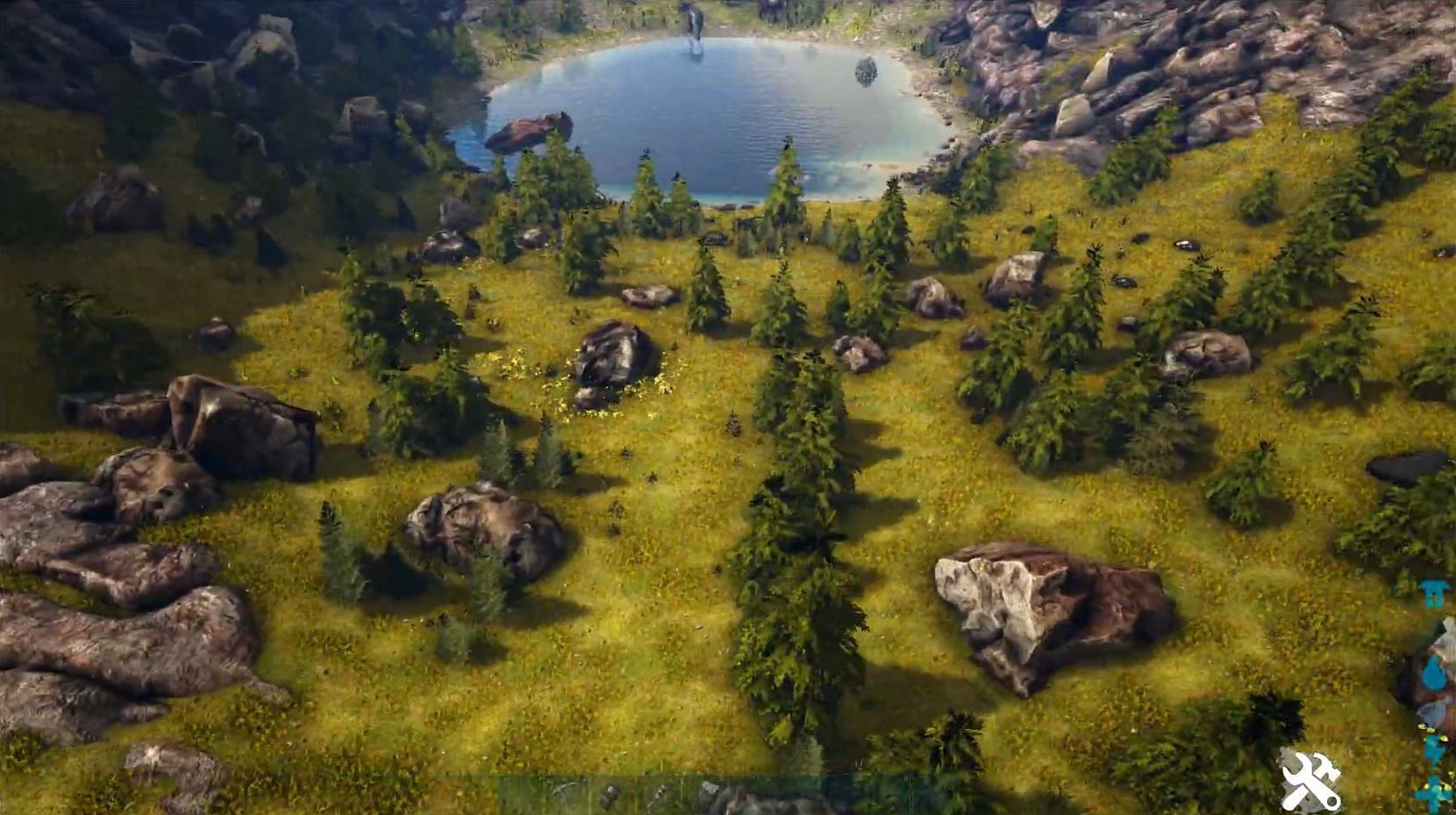 Obsidian spawning location A near the blue obelisk (Image via Ark: Survival Guide on YouTube)