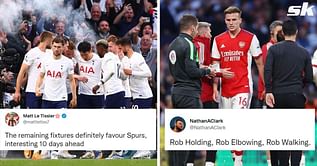 Twitter explodes as Kane and Son help Tottenham sink Arsenal after Rob Holding gets sent off in north London derby