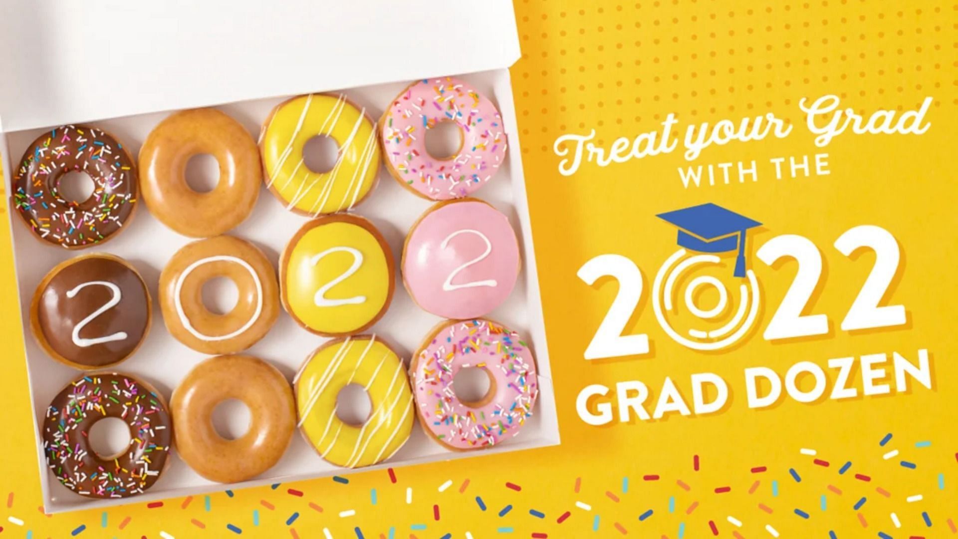 Krispy Kreme is gifting a free dozen of donuts to graduates of the Class of 2022 on May 25 (Image via Krispy Kreme)