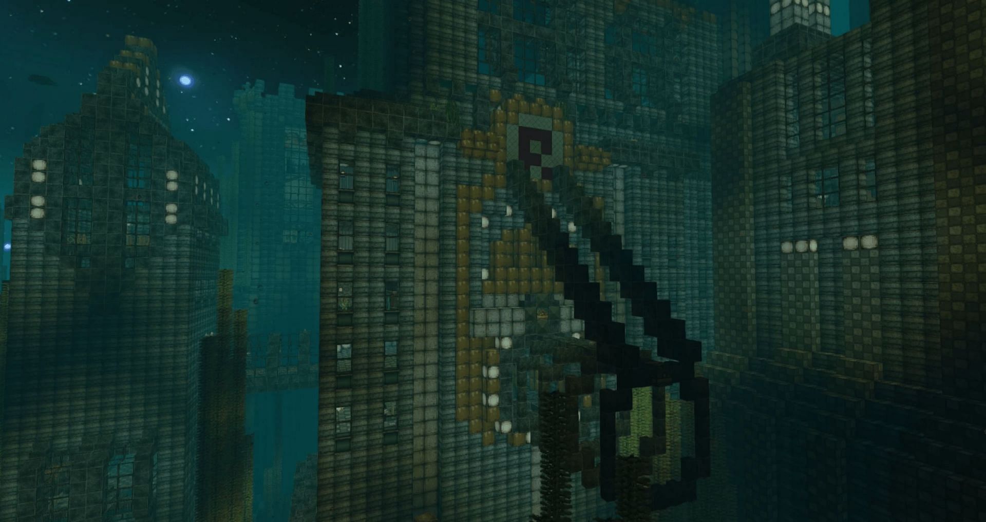 The underwater city of Rapture, torn apart by the greed of its inhabitants, in Minecraft (Image via StevePaulDark/PlanetMinecraft)