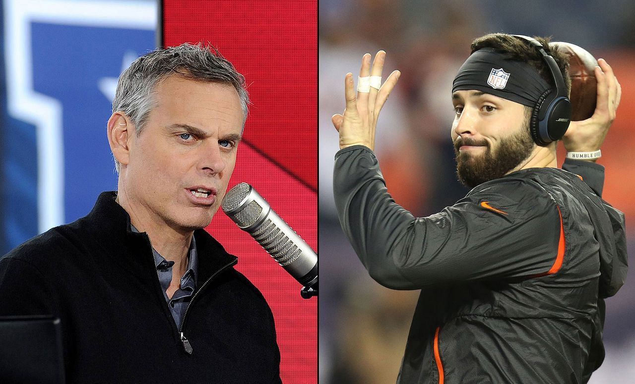 Fox Sports 1 personality Colin Cowherd and Cleveland Browns QB Baker Mayfield. Source: Cleveland.com