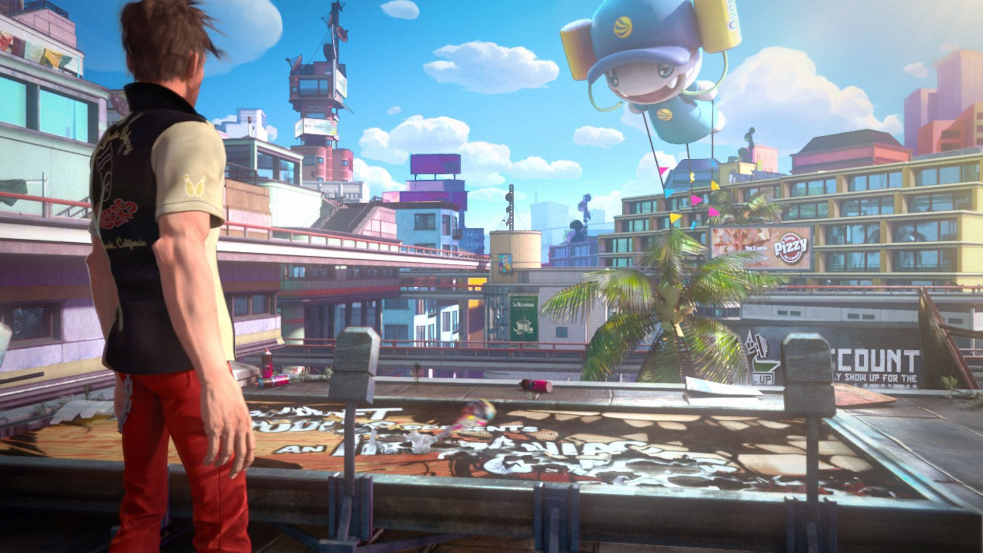 Insomniac&#039;s first open-world video game: Sunset Overdrive (Image via Insomniac Games)