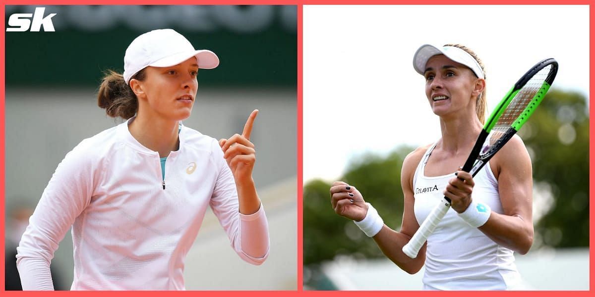 Swiatek (L) begins her title hunt against Tsurenko