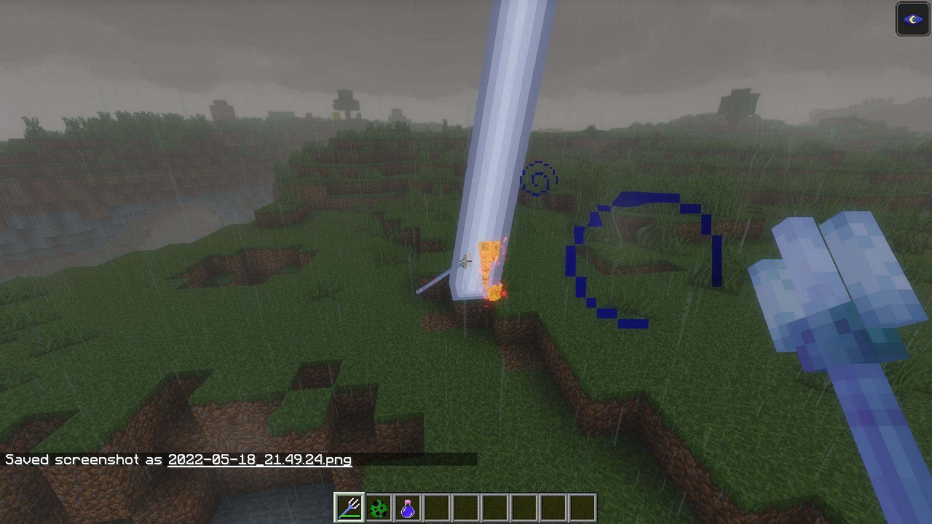 Making a charged creeper with a channeling trident (Image via Minecraft)