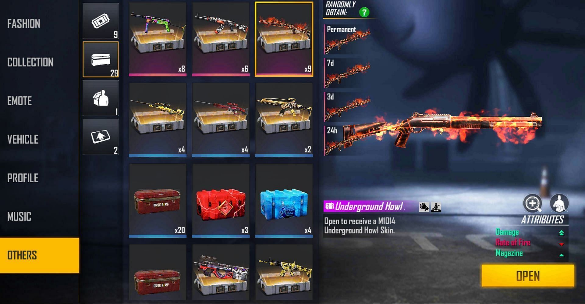 M1014 Underground Howl Loot Crate in Free Fire (Image via Garena)