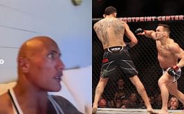 Watch: Dwayne 'The Rock' Johnson spills his drink watching Michael Chandler KO Tony Ferguson at UFC 274