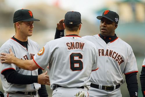 San Francisco Giants Jeff Kent and Barry Bonds in 2002