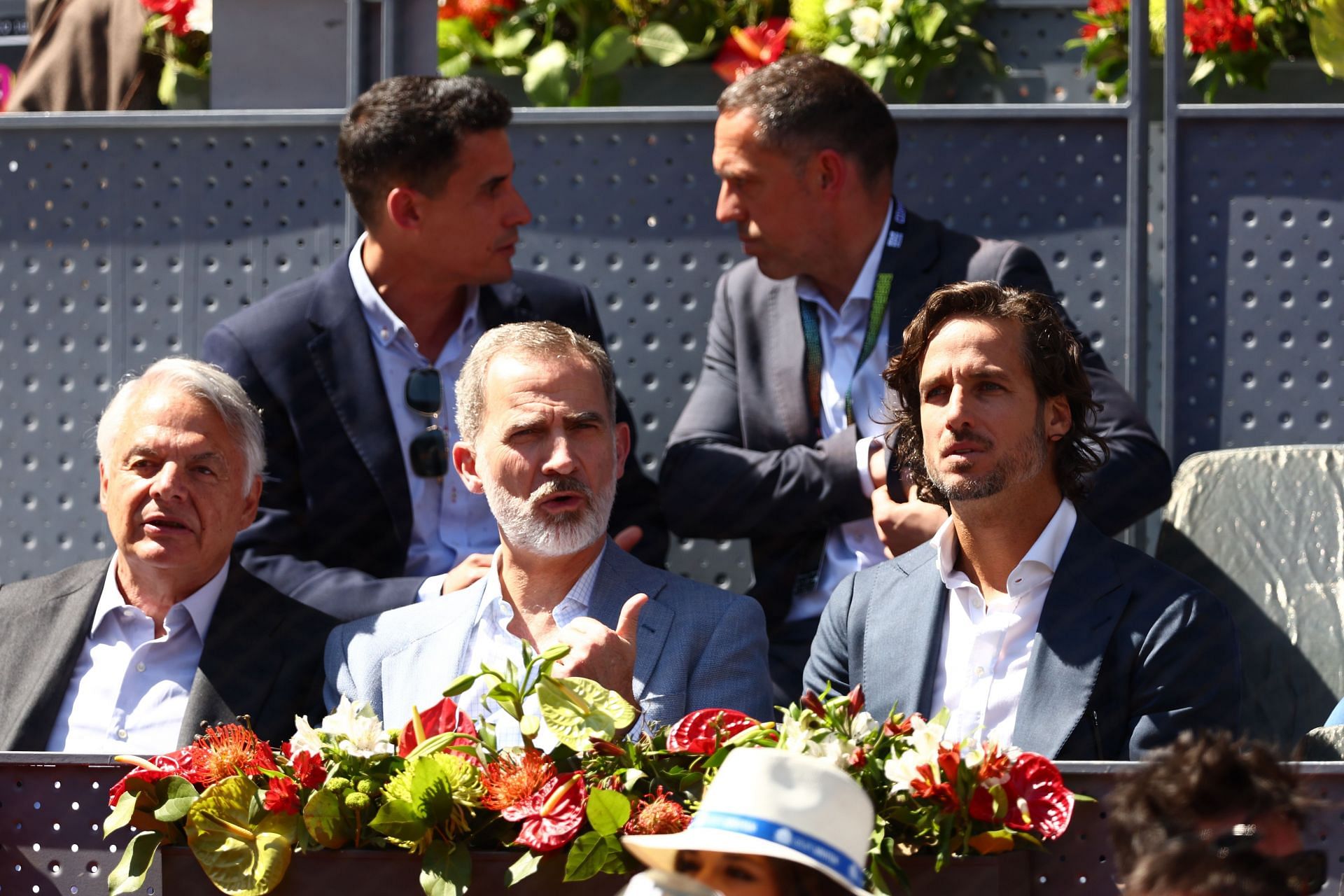 The King of Spain with Feliciano Lopez at the quarterfinal match