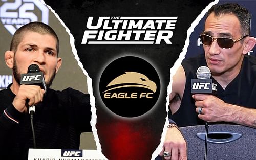 Khabib Nurmagomedov (left) & Tony Ferguson (right) [Image Credits- @UFC on YouTube, @eagle.fightclub & @ultimatefighter on Instagram]