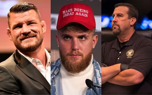 Michael Bisping (left); Jake Paul (center); John McCarthy (right)