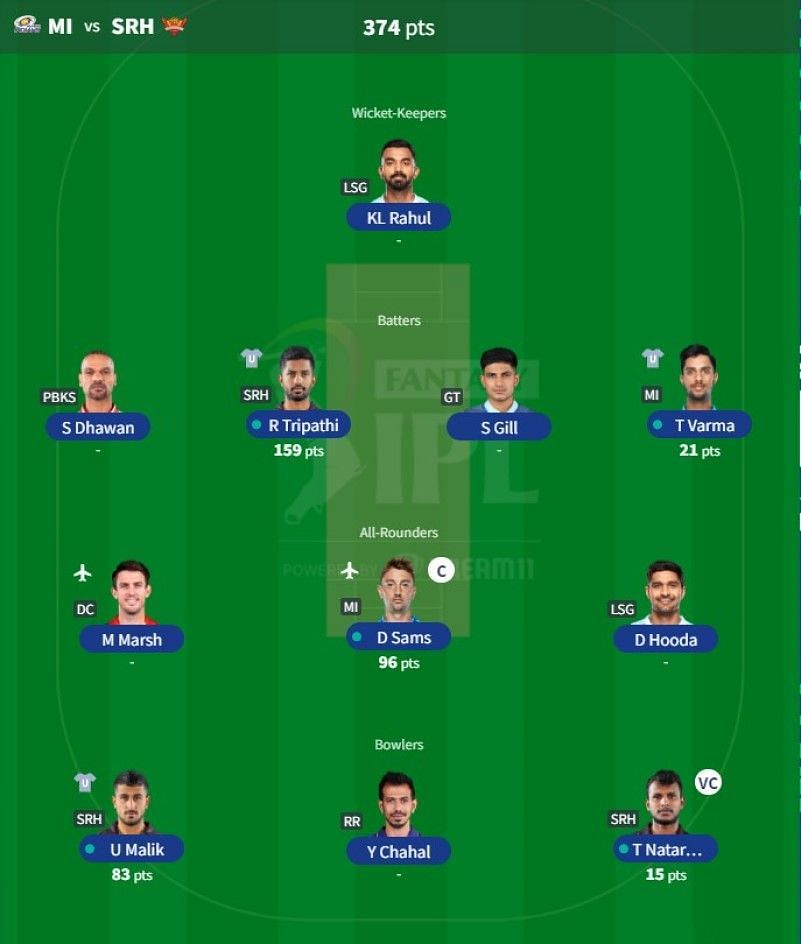 IPL Fantasy team suggested for Match 65 - MI vs SRH