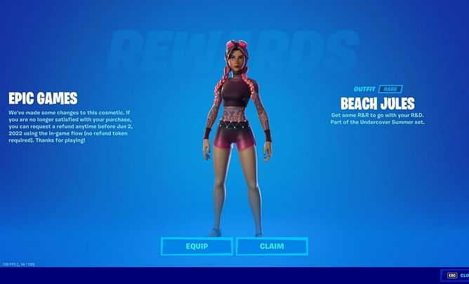Why Fortnite is allowing players to refund Beach Jules skin without a ticket