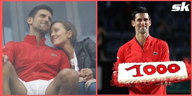 Novak Djokovic's wife Jelena congratulates him on his 1000th match win