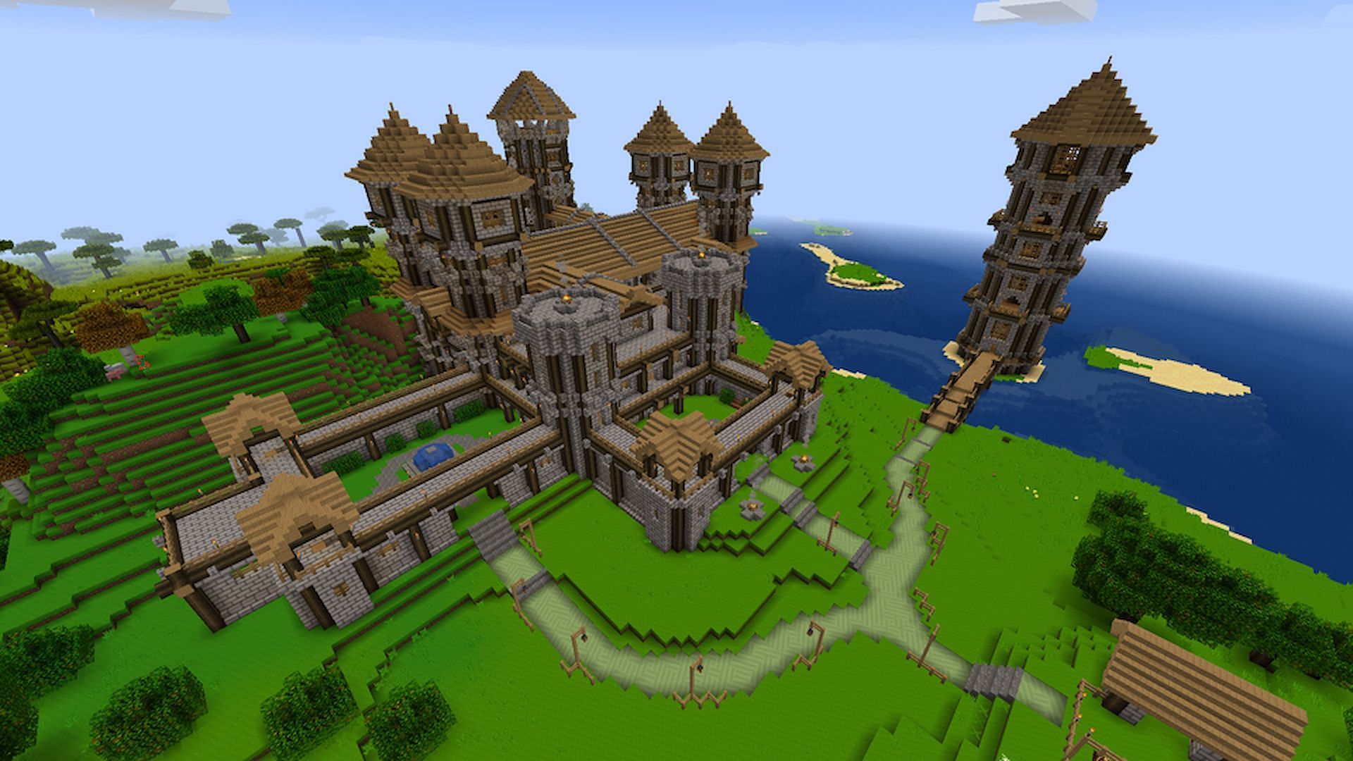 This amazing survival castle is truly a sight to behold in Minecraft (Image via u/DTH217/Reddit)