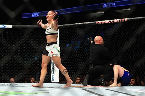 Cris Cyborg (front) at UFC 214. (Image via Getty)