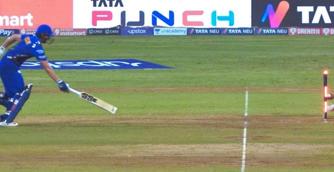 [Watch] Tim David gets run-out after hitting the ball straight to the bowler as MI narrowly lose vs SRH