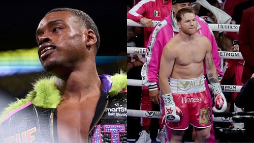 Errol Spence Jr. (left), Canelo Alvarez (right) [images courtesy of Getty]