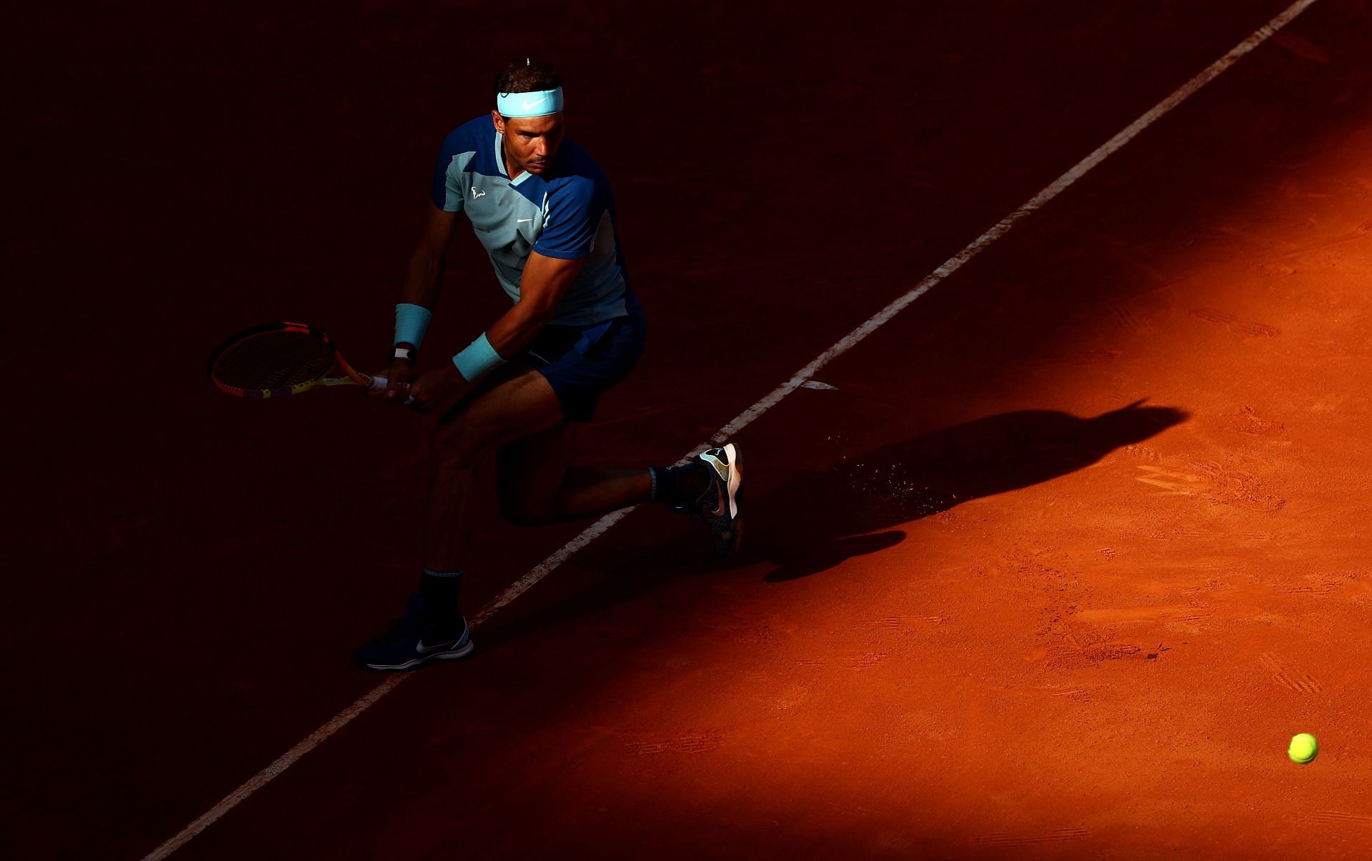 Rafael Nadal in action at the 2022 Mutua Madrid Open - Day Nine