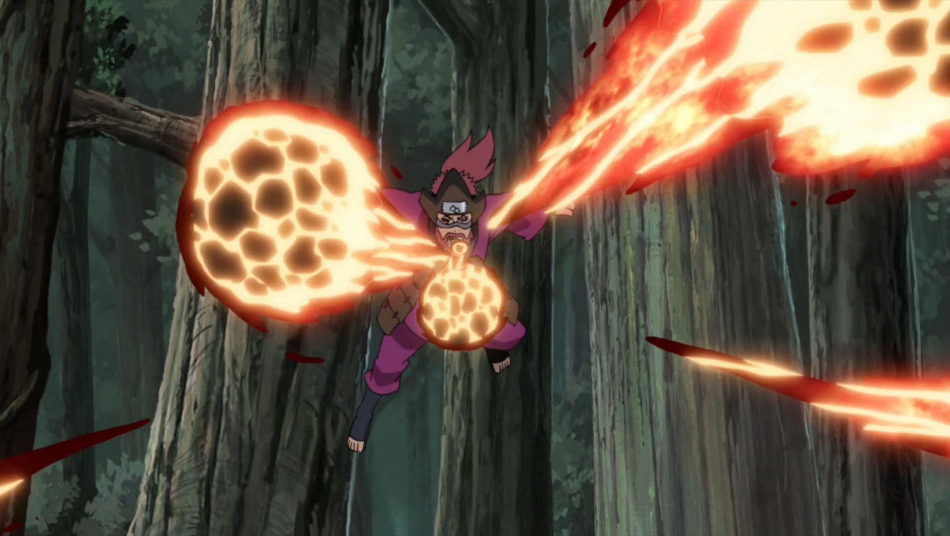 Lava Release being used by Roshi in &#039;Naruto Shippuden&#039; (Image via Pierrot)