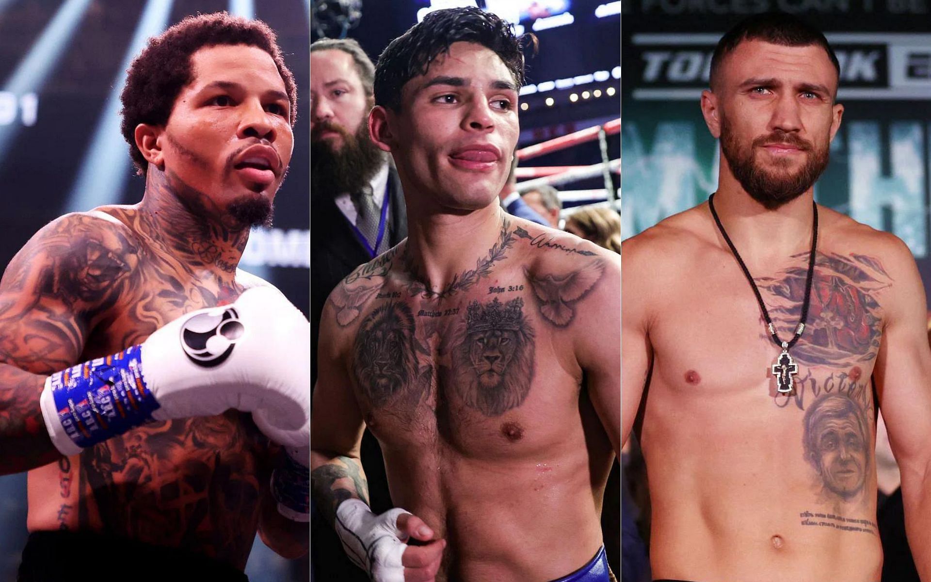 Gervonta Davis (left), Ryan Garcia (middle) and Vasyl Lomachenko (right)