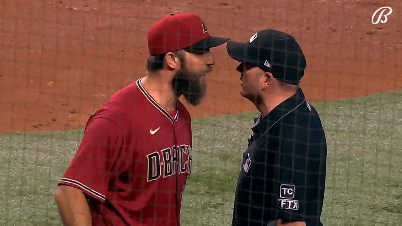 Madison Bumgarner and an umpire get into a heated altercation earlier this week. Bumgarner was later ejected from the game.