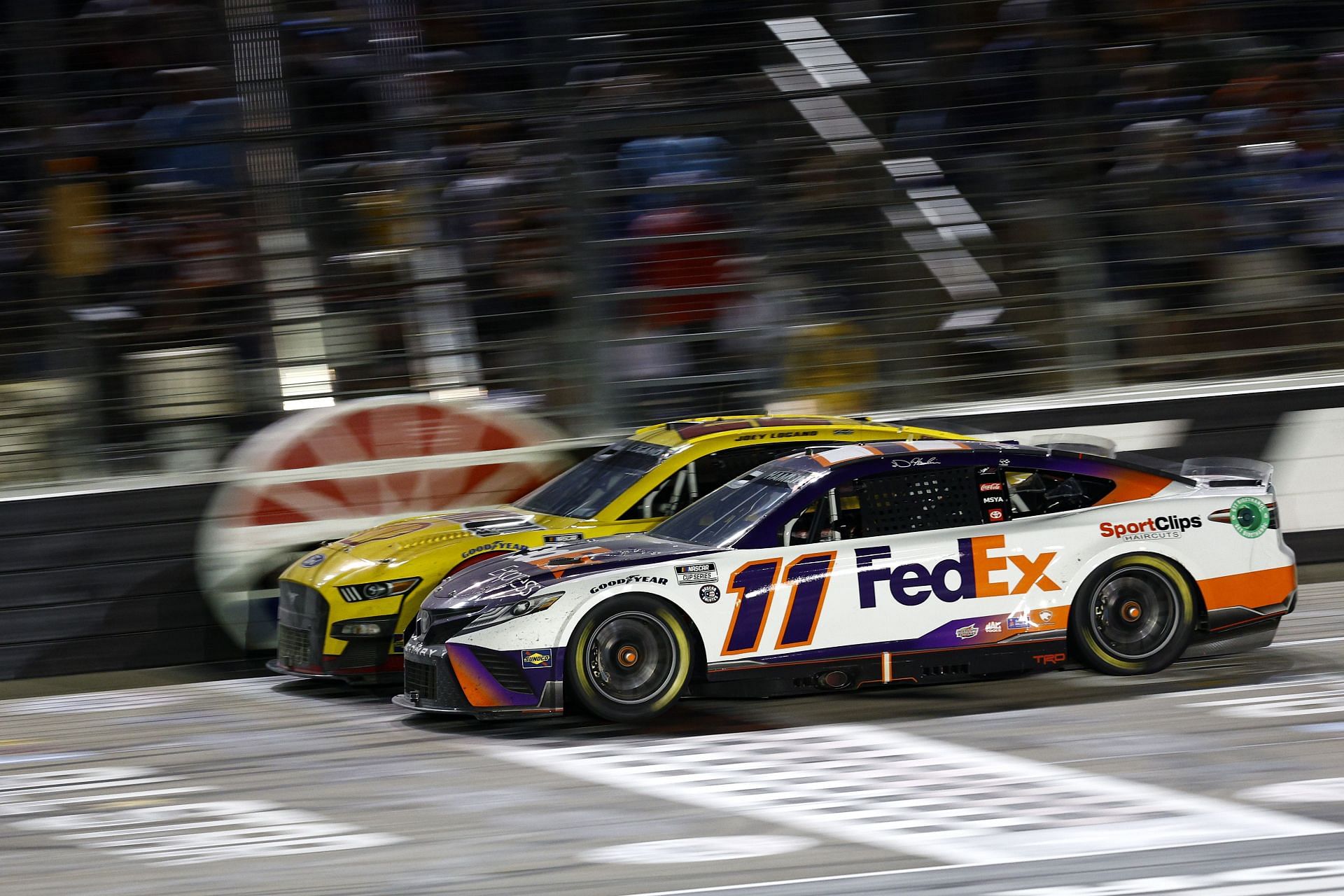 Denny Hamlin drives during the NASCAR Cup Series All-Star Race at Texas Motor Speedway (Photo by Jared C. Tilton/Getty Images)