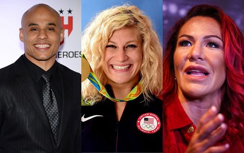 Ali Abdelaziz (left); Kayla Harrison (center); Cris Cyborg (right)