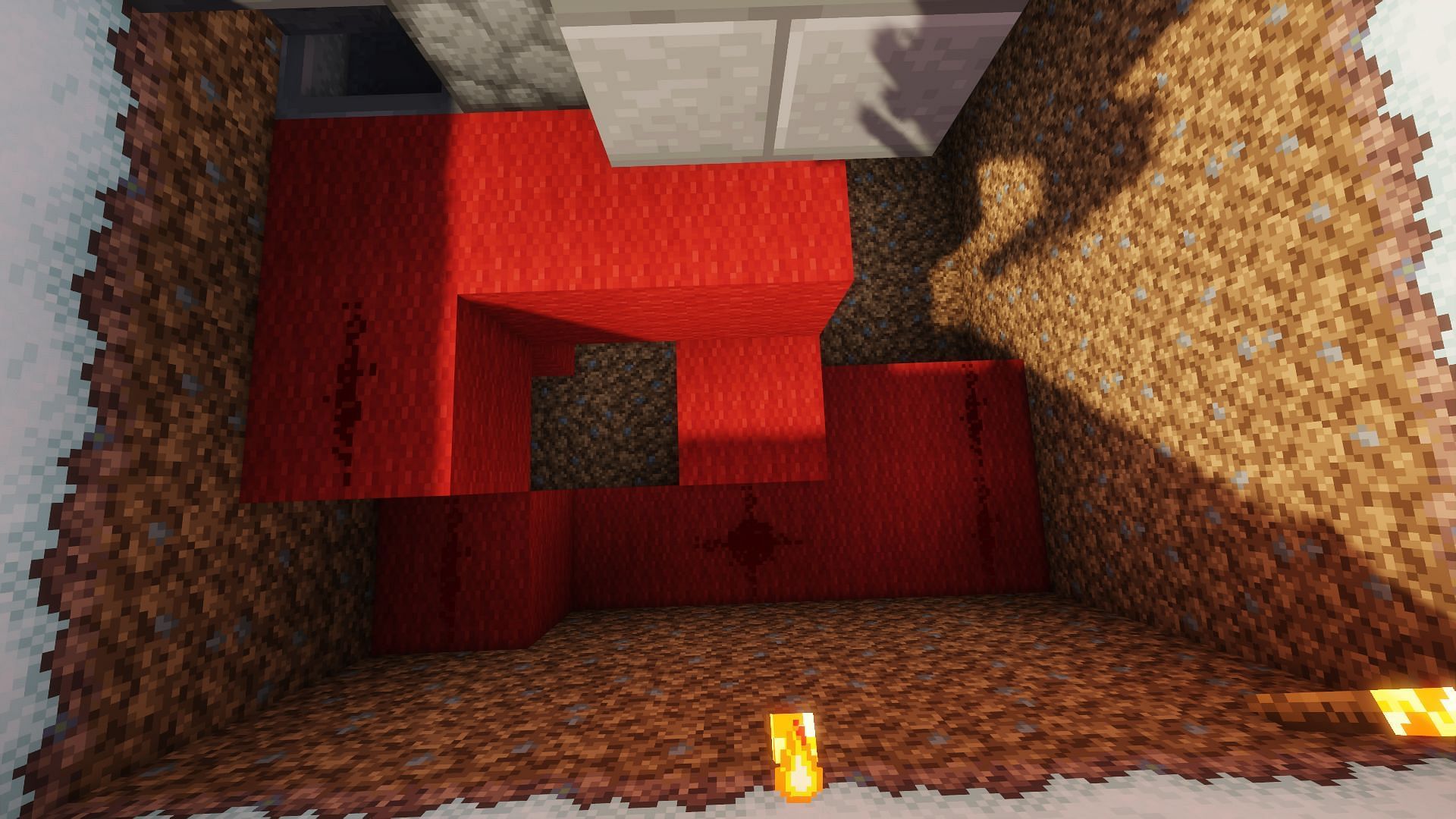 The placement of the redstone dust (Image via Minecraft)