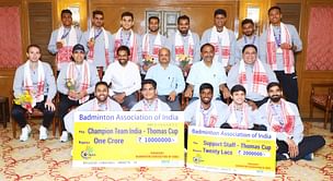 Badminton Association of India awards cash prizes to Thomas Cup-winning contingent
