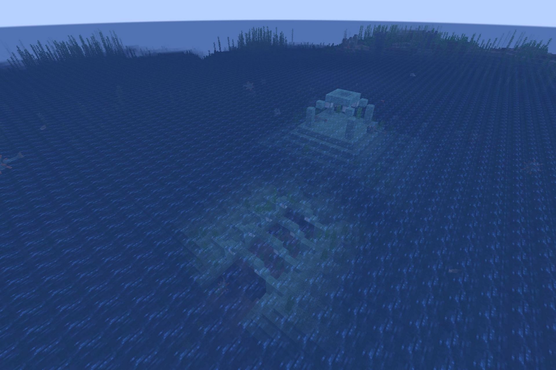 This seed features a ton of ocean monuments and shipwrecks fairly close to spawn (Image via Mojang)