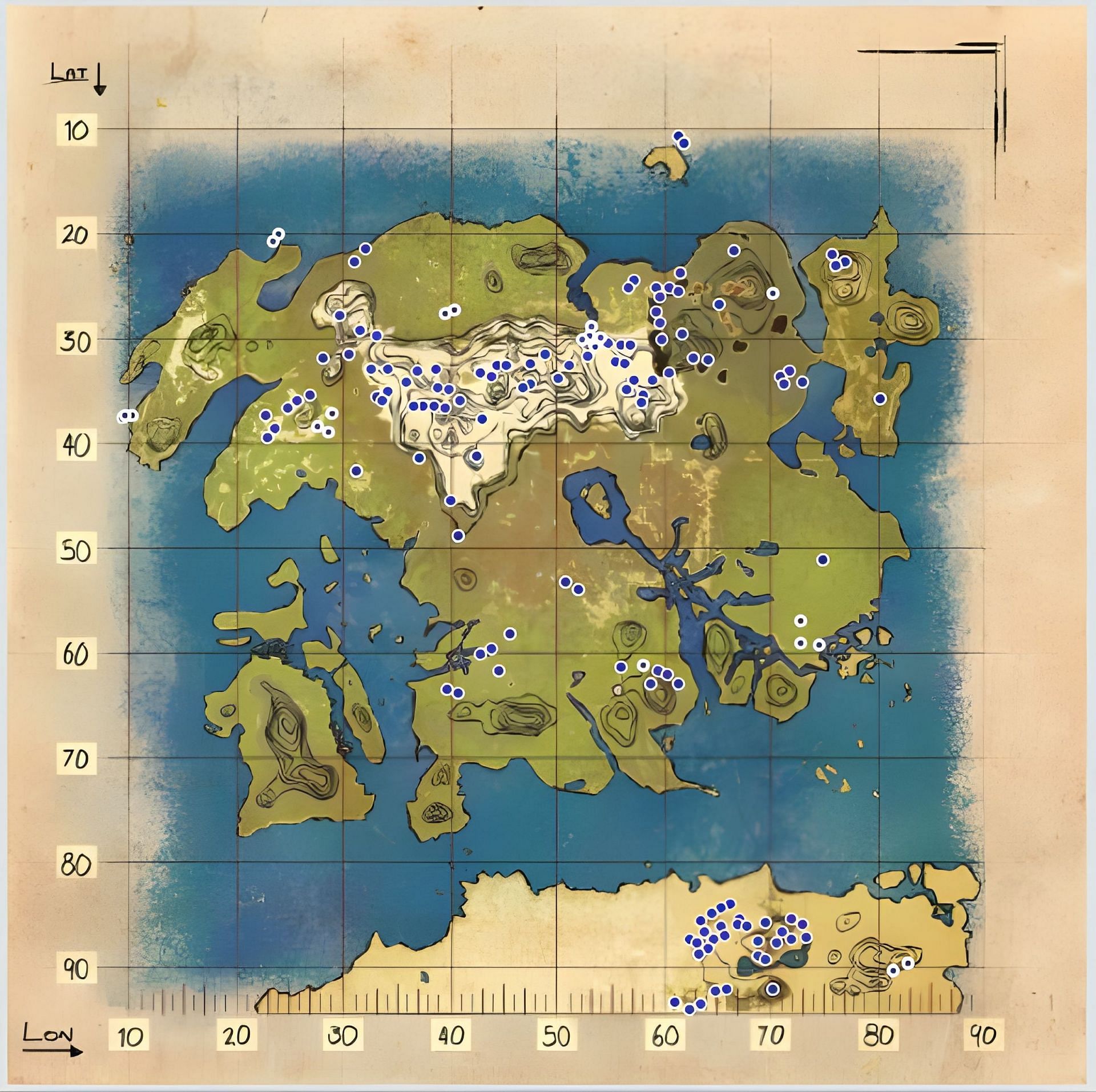 Obsidian resource map, ARK Lost Island (Image via Ark Fandom)